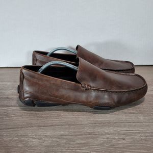 Kenneth Cole Reaction World Hold On Mens 10M Brown Leather Square Tip Loafers